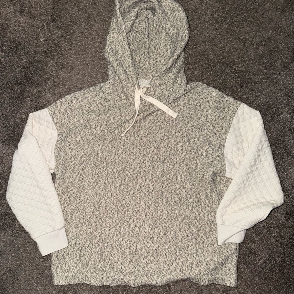 Madewell Gray and White Textured Hoodie
